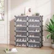 RRP £39.99 Meerveil Shoe Storage, Portable Shoe Cabinet, Shoe Organizer Box, Plastic Shoe Rack,