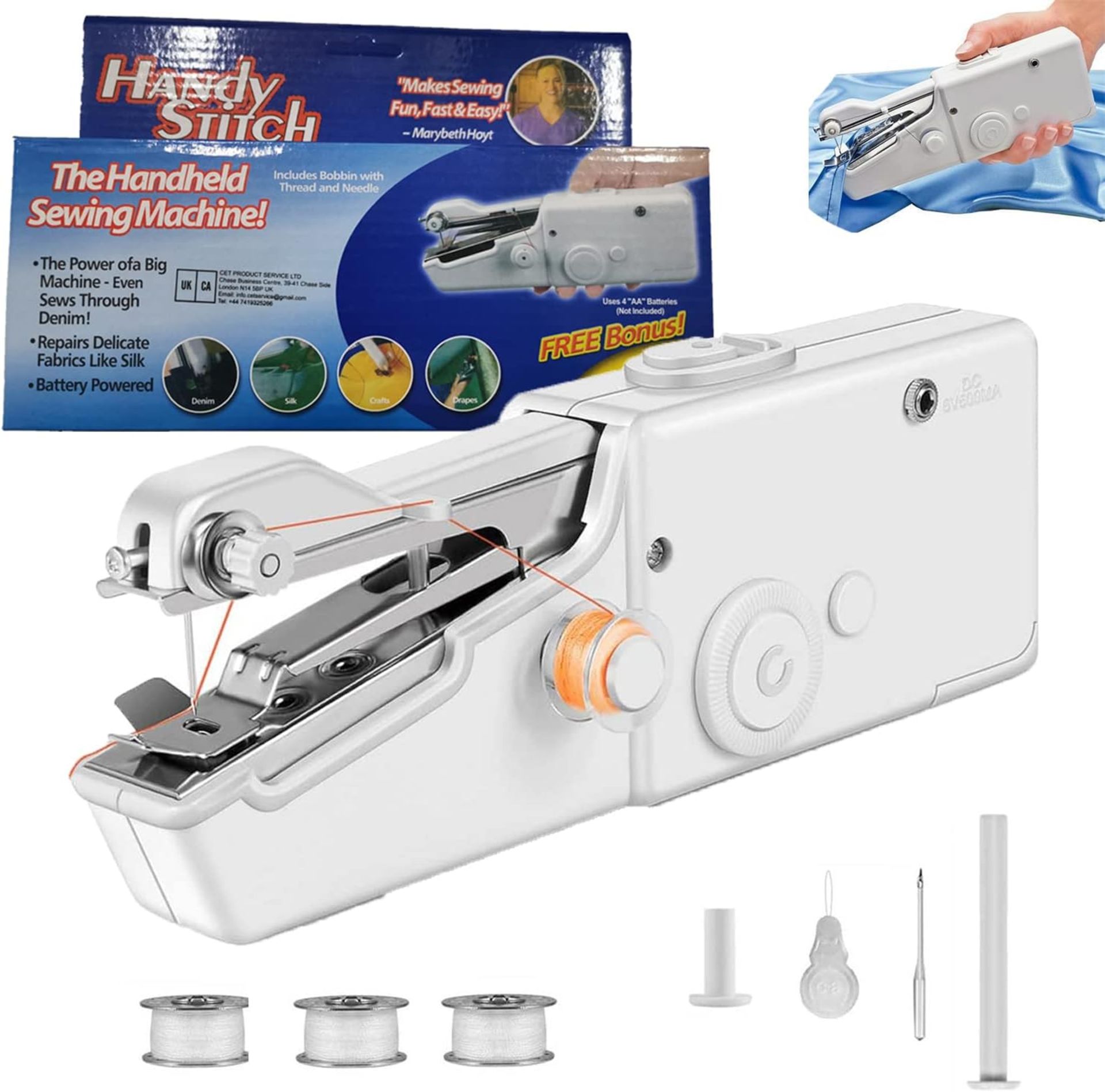 RRP £65 Set of 5 x Hand Sewing Machines, Hand Held Sewing Machine UK, Mini Hand Electric Sewing