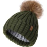 RRP £85 Set of 5 x FURTALK Baby Winter Hat Satin Lined Kids Beanie Hat Baby Girl Boy Pompom Bobble