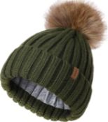 RRP £85 Set of 5 x FURTALK Baby Winter Hat Satin Lined Kids Beanie Hat Baby Girl Boy Pompom Bobble