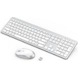 RRP £30.99 Wireless Rechargeable Keyboard and Mouse Set, Seenda Full Size Thin Wireless Keyboard and