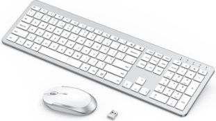 RRP £30.99 Wireless Rechargeable Keyboard and Mouse Set, Seenda Full Size Thin Wireless Keyboard and