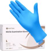 Set of 4 x NATON Nitrile Vinyl Gloves 100-Pack L, Multi-Purpose Blue Disposable Gloves, Powder Free,