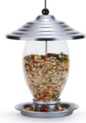 RRP £120 Set of 4 x CHICHILL Bird Feeders, Hanging Bird Feeder for Outside, Metal and Glass Wild