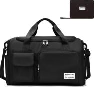 RRP £28 Set of 2 x Folding Travel Bag, Gym Bag, Yoga Bag, Shoe Compartment Model, Wet and Dry Gym