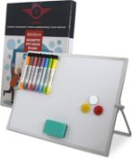 RRP £38 Set of 2 x Optelk 40X30CM Small Double Sided A3 Magnetic Whiteboard - Free Magnetic
