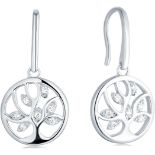 RRP £45.99 JO WISDOM Tree of Life Earrings,925 Sterling Silver Family Tree Drop Leverback Earrings,