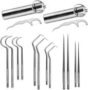 RRP £40 Lot of 5 x 2-Pack 304 Stainless Steel Toothpicks Set, 7-Pieces Kit Portable Titanium