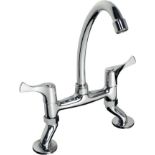 RRP £58.99 PHASAT Bridge Kitchen Tap 2 Hole,Adjustable Bridge Mixer Tap with Swivel Spout,