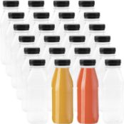 RRP £22.99 DAKFOOK 23 PCS 350ml Clear Plastic Juice Bottles with Black Lids, 12oz Reusable Clear