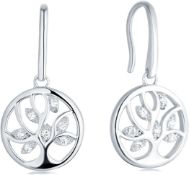 RRP £45.99 JO WISDOM Tree of Life Earrings,925 Sterling Silver Family Tree Drop Leverback Earrings,