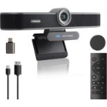 RRP £119 TONGVEO 4K 4X Zoomable Webcam for Conference TV Room System with Dual Mics and Speaker