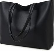 RRP £28 Set of 2 x MEEGIRL Ladies Tote Bags Simple PU Leather Top Handle Handbags Work School