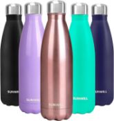 RRP £39 Set of 3 x SUNWILL Metal Water Bottle 500ml, Stainless Steel Insulated Travel Sports Water