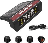 RRP £26.99 Tyre Pressure Monitoring System, Solar Wireless TPMS Tyre Pressure Monitor with 6 Alarm