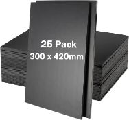 RRP £54 Set of 3 x HAKZEON 25 Pack A3 Black Foam Boards, 5mm Thick Polystyrene Foam Core Board for