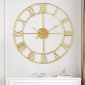 RRP £31.99 Maxstar Modern Roman Numerals Large Wall Clocks Non Ticking Round Metal Silent Wall Clock