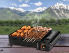 RRP £49.99 Portable Gas BBQ Camping Grill Set with Grill dish BBQ net - Portable Barbecues with