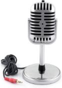 RRP £30, Set of 2 x Nikou Vintage 3.5Mm Radio Microphone, Compact Classic Retro Style Dynamic Stereo