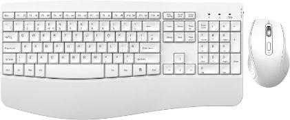 RRP £34.99 Wireless Keyboard and Mouse Set Ergonomic, Full Size QWERTY UK Ergo Keyboard with Palm