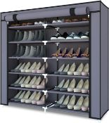 RRP £29.99 Meerveil Shoe Rack 7 Tier Canvas,Shoe Cabinet,Shoe Rack Standing Shoes Storage