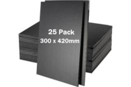 RRP £38 Set of 2 x HAKZEON 25 Pack A3 Black Foam Boards, 5mm Thick Polystyrene Foam Core Board for