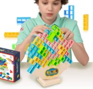 RRP £30 Set of 2 x Dlishka 64pcs Tetra Tower Balancing Stacking Toys-Engaging Puzzle Game