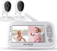 RRP £99.99 JSLBtech Video Baby Monitor Split Screen with 2 Cameras 5" LCD Screen, Auto Night Vision,