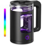 RRP £34.99 Haooair Kettle, 1.5 Liter Electric Kettle with 7 Colored Lights, Easy to Clean Glass