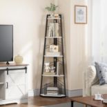 RRP £79.99 YITAHOME Corner Shelf 5 Tier, Industrial Corner Bookshelf Modern Freestanding Corner