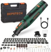 RRP £59.99 DEPSTECH Cordless Rotary Tool, 2.0 Ah 8V Rechargeable Multi Tool Kit 5 Speed 30000RPM,