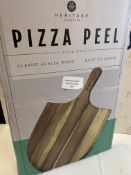 Heritage Wooden Pizza Peel - Large Acacia Wood Paddle Board for Serving Pizza