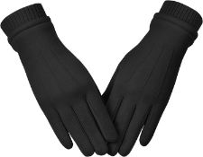 RRP £48 Set of 3 x Womens Suede Gloves With Sensitive Touch Screen Texting Finger Wool Lined Warm