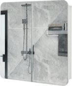 RRP £66.99 Meerveil Bathroom Mirror Cabinet, Wall-mounted Storage Cabinet with 2 Doors 5 Shelves