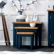 RP £157.99 The Furniture Outlet Rutland Blue Painted Oak Nest of 3 Tables