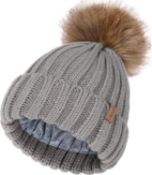 RRP £170 Set of 10 x FURTALK Children's Winter Hat Satin Lined Kids Beanie Hat Pompom Bobble Hat
