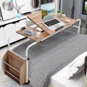 RRP £119 Greensen Overbed Table, Rolling Storage Trolley Mobile Computer Desk, Laptop Desk Over