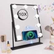 RRP £59.99 Hansong Black Vanity Mirror with Lights Bluetooth Hollywood Vanity Mirror with Wireless