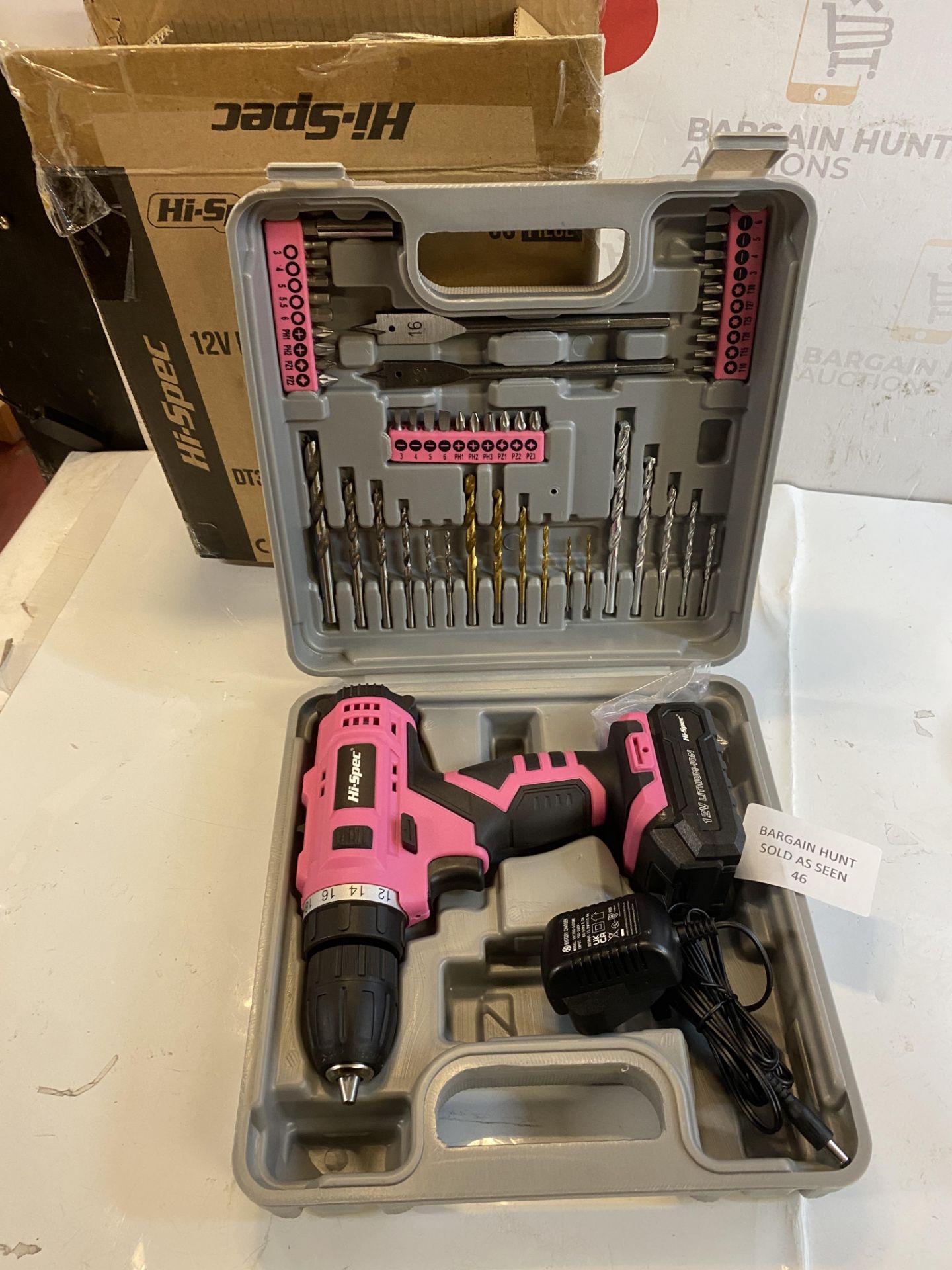 RRP £49.99 Hi-Spec 50 Piece 12V Pink Drill Driver & Multi Bit Set. High Speed Cordless & - Image 2 of 2