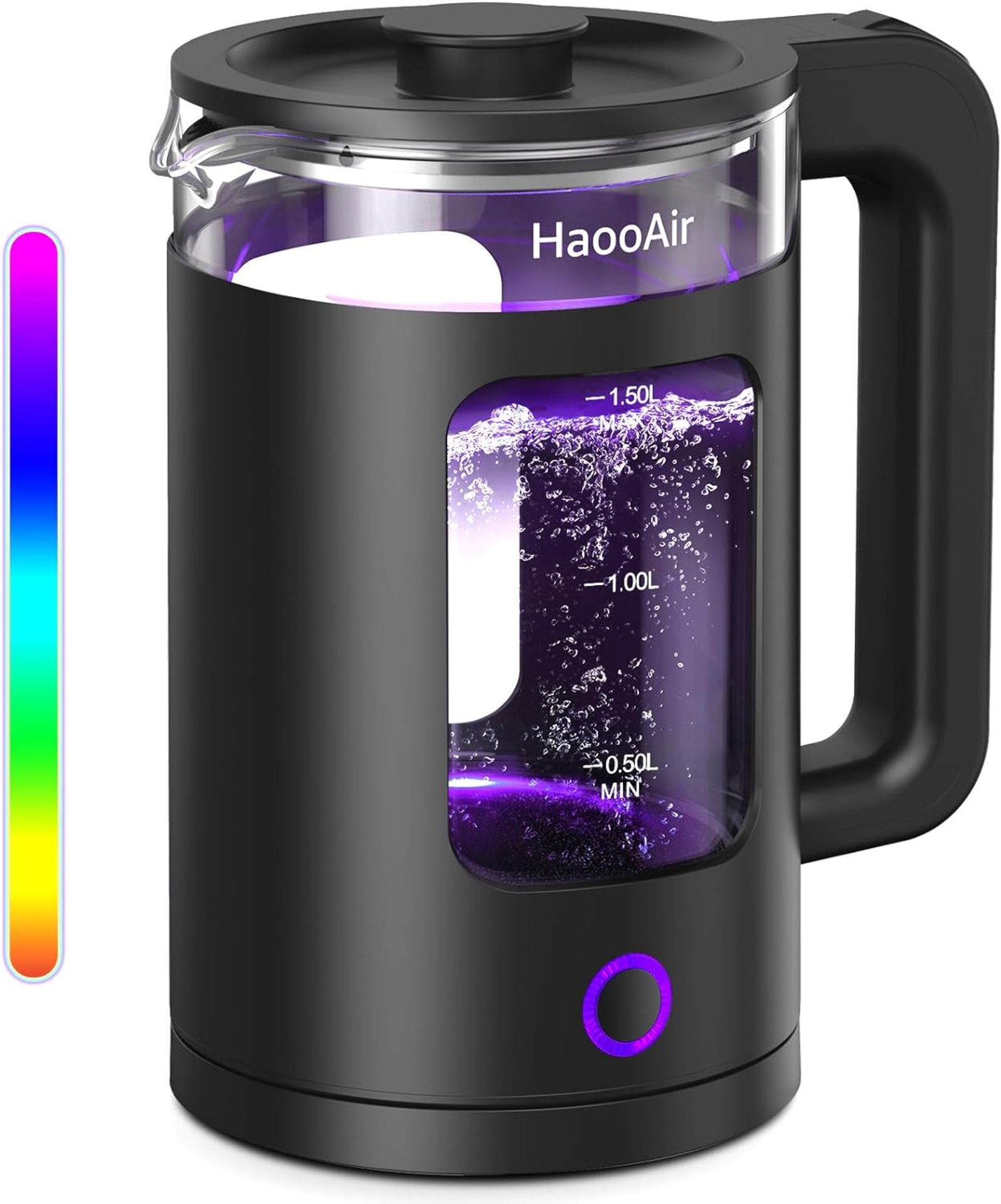 RRP £34.99 Haooair Kettle, 1.5 Liter Electric Kettle with 7 Colored Lights, Easy to Clean Glass