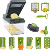 Vegetable Copper 14-in-1 Vegetable Chopper Multifunctional Kitchen Peeler with Container and Drain