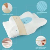 RRP £28.99 Cervical Memory Foam Pillow for Neck Pain Relief, 2 in 1 Orthopedic Sleeping Pillow,