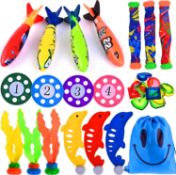 RRP £50 Set of 4 x Faburo Swimming Pool Toys, 28PCS Diving Pool Toys with Diving Sticks,