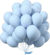 RRP £50 Set of 10 x 50-Pack Blue Balloons - 50pcs Latex 5inch Pastel Blue Party Balloons,