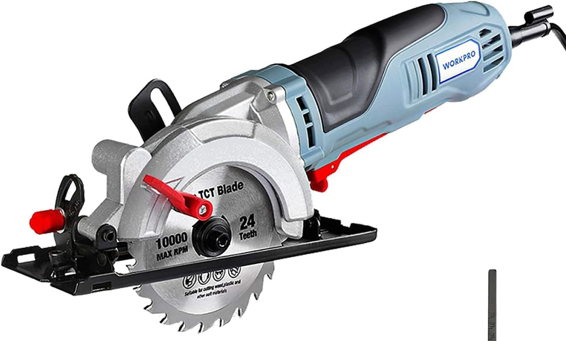 RRP £49.99 WORKPRO Mini Circular Saw 750W 4700RPM for Wood, Metal, Tile and Plastic Cutting
