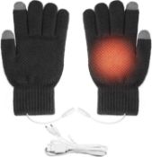 RRP £60 Set of 6 x USB Heated Gloves Warm Heated Mitten Knitted Touched Screen Gloves