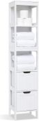 RRP £65.99 Mondeer Tall Bathroom Cabinet, Storage Unit with 2 Drawers and 3 Open Shelves, White Free