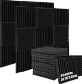 RRP £22.99 24 Pack Acoustic Foam Panel, 1" X 12" X 12" High-Density Sound Proofing Panels,