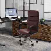 RRP £99.99 Flamaker Executive Office Chair With High Back & Footrest Support, PU Leather Desk Chair,