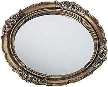 RRP £19.99 Deco Design Antique-Look Decorative Mirrored Round/Oval Jewellery Tray ~ Elegant Designed